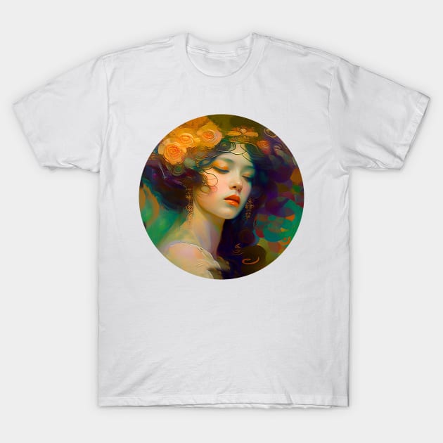 Vintage feminine Portrait , Abstract Girl painting,  pretty woman T-Shirt by fachtali